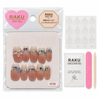 739 ネイルチップ ピンクグラデーション カラービジュー フラワー コフィン ミディアム 上品 10枚セット RAKU