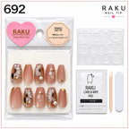692 ネイルチップ ホワイトフラワー パール シェル 上品 結婚式 お呼ばれ コフィン ミディアム RAKU