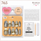 765 ネイルチップ グレージュ ホワイト ゴールド モード オーバル ミディアム RAKU