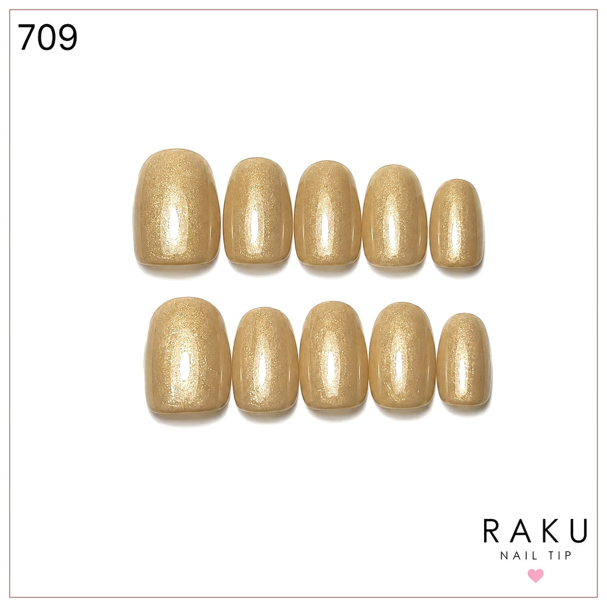 709 ネイルチップ ゴールド 微粒子ラメ スクエアオフ ミディアム 上品 華やか 大人可愛い パーティー 結婚式 10枚セット RAKU