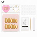 709 ネイルチップ ゴールド 微粒子ラメ スクエアオフ ミディアム 上品 華やか 大人可愛い パーティー 結婚式 10枚セット RAKU