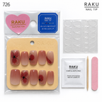 726 ネイルチップ レッドフラワー スクエアオフ ミディアム グラデーション 上品 大人可愛い 10枚セット RAKU