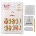 746 ネイルチップ アイボリー ローズ ゴールド パール コフィン ミディアム デイリー オフィス お出かけ 10枚セット RAKU