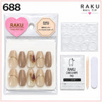 688 ネイルチップ シャンパンラメ ニュアンス ゴールド パール 結婚式 パーティー コフィン ロング RAKU