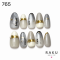 765 ネイルチップ グレージュ ホワイト ゴールド モード オーバル ミディアム RAKU